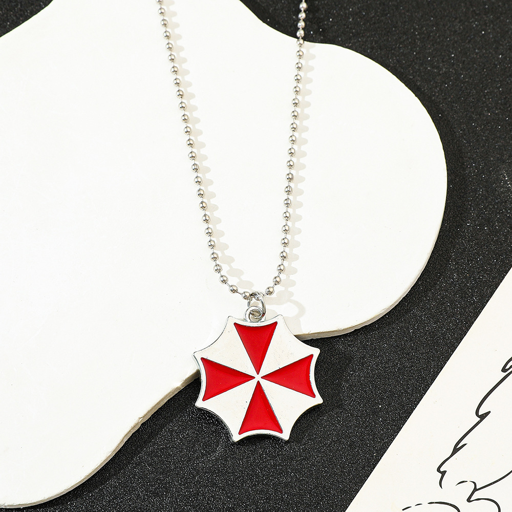 Vintage Collectible Accessories - Vintage Fashion Red Umbrella Pendant Necklace
