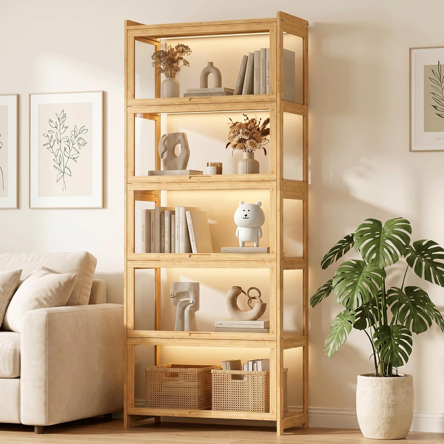 Collectible & Vintage Dolls For Wedding - Display Cabinet with Acrylic Doors, 5-Tier