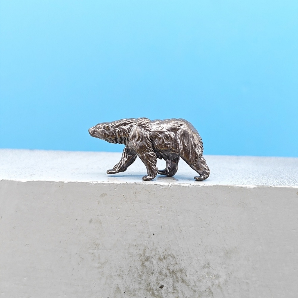 Vintage Collectible Bears - Vintage Brass Walking Brown Bear Mini