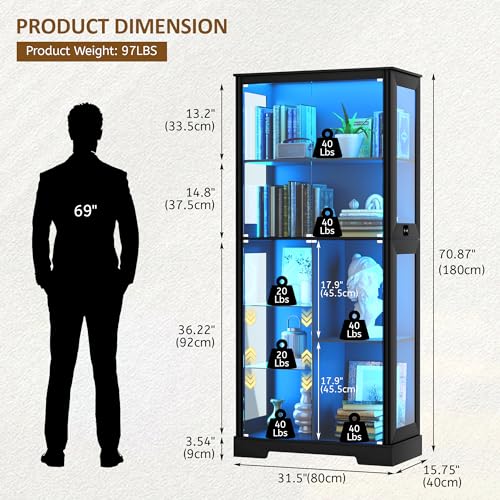 71” Glass Display Cabinet with - đánh giá và giá Collectible & Vintage Dolls For Wedding